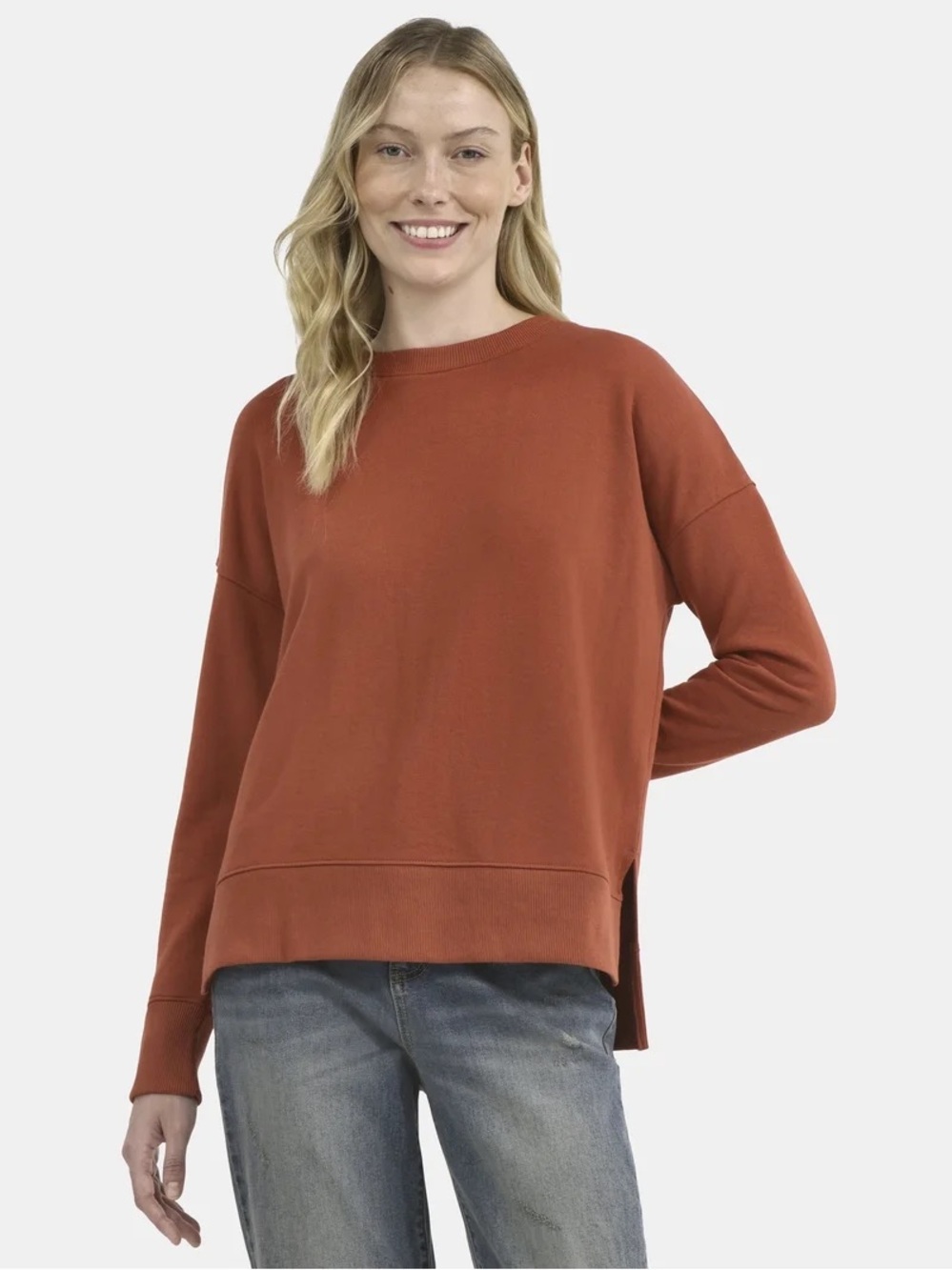 Time and Tru Rust Crewneck Pullover Sweatshirt